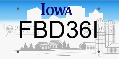 FBD36I Iowa License Plate