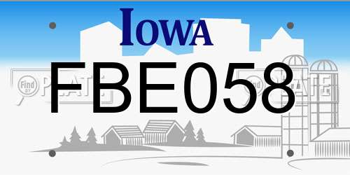 FBE058 Iowa License Plate