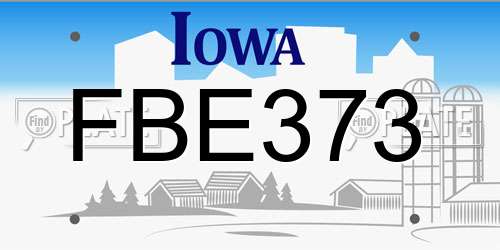 FBE373 Iowa License Plate