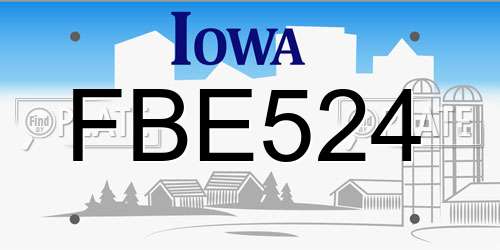 FBE524 Iowa License Plate