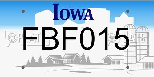 FBF015 Iowa License Plate