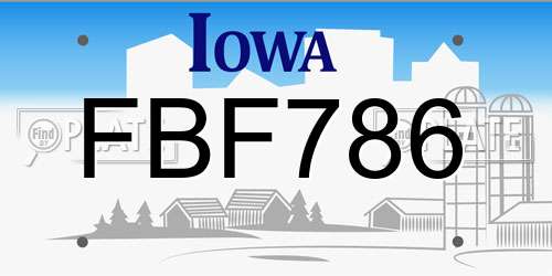 FBF786 Iowa License Plate