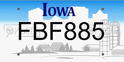 FBF885 Iowa License Plate