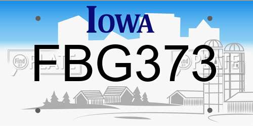 FBG373 Iowa License Plate