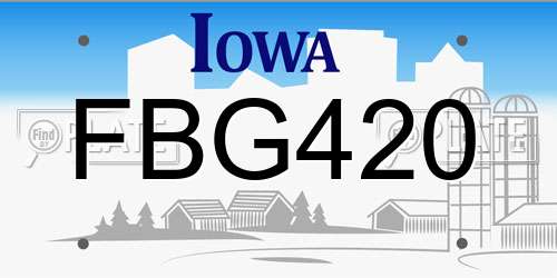 FBG420 Iowa License Plate