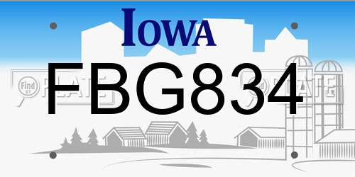 FBG834 Iowa License Plate