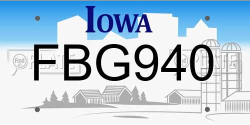 FBG940 Iowa License Plate