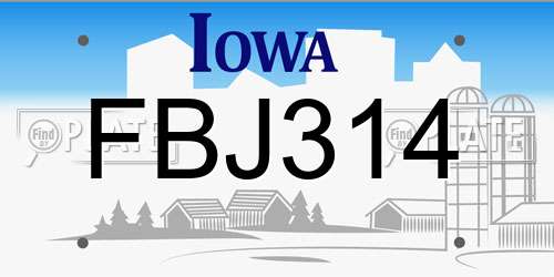 FBJ314 Iowa License Plate