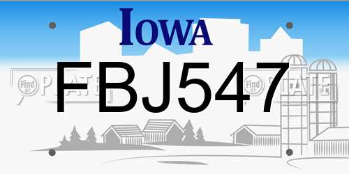 FBJ547 Iowa License Plate