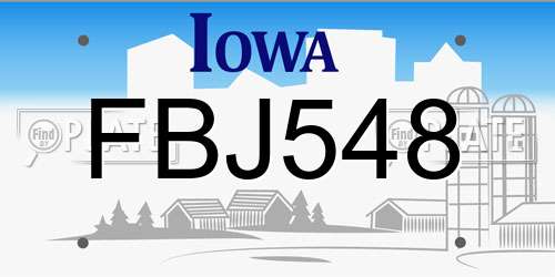 FBJ548 Iowa License Plate