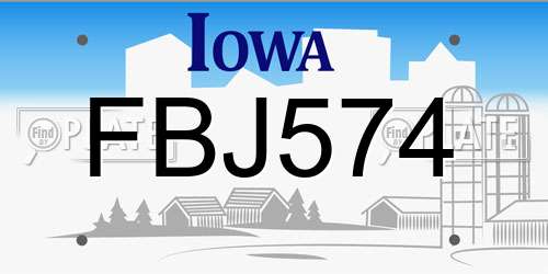 FBJ574 Iowa License Plate