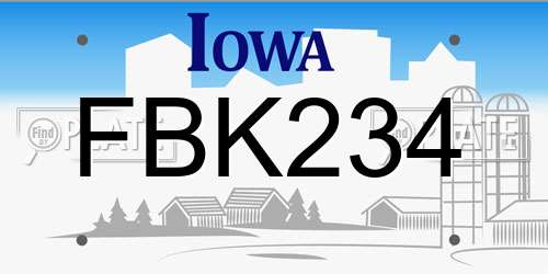 FBK234 Iowa License Plate