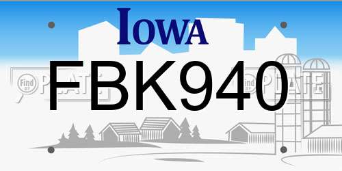 FBK940 Iowa License Plate