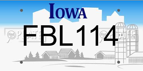 FBL114 Iowa License Plate