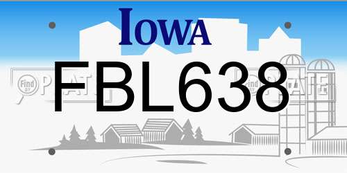 FBL638 Iowa License Plate