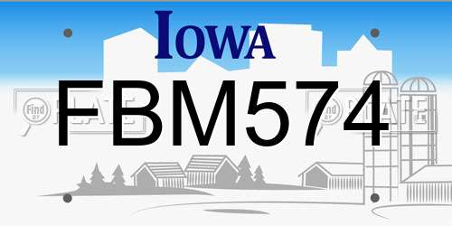 FBM574 Iowa License Plate