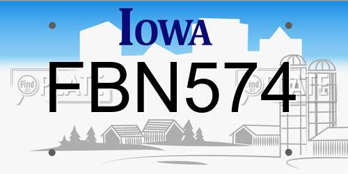 FBN574 Iowa License Plate