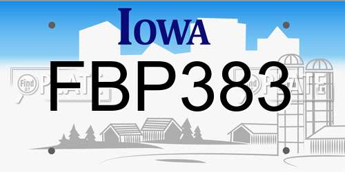FBP383 Iowa License Plate