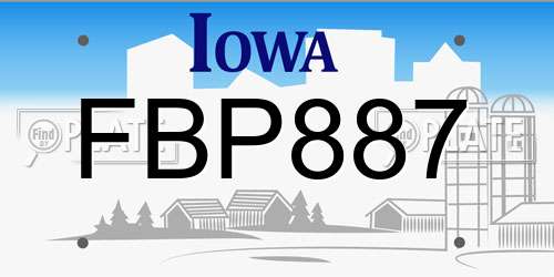 FBP887 Iowa License Plate