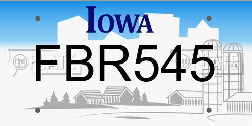 FBR545 Iowa License Plate