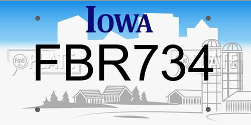 FBR734 Iowa License Plate
