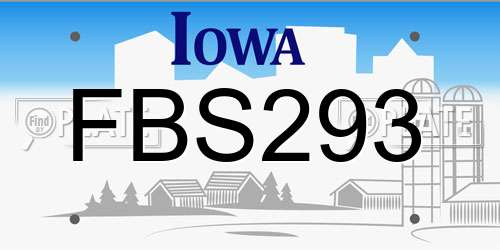 FBS293 Iowa License Plate