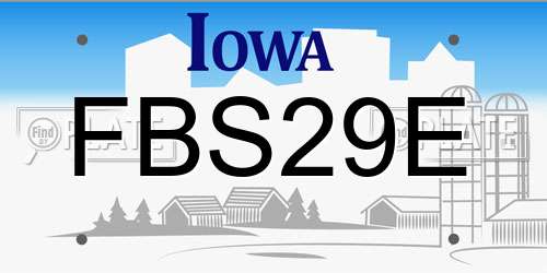 FBS29E Iowa License Plate