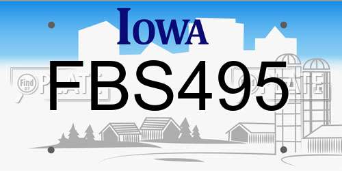 FBS495 Iowa License Plate