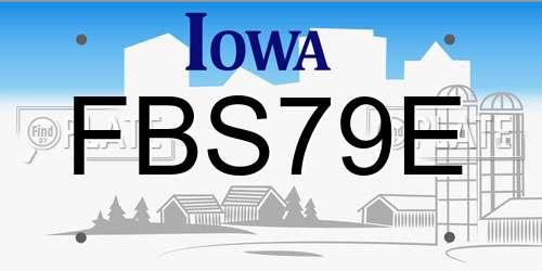 FBS79E Iowa License Plate
