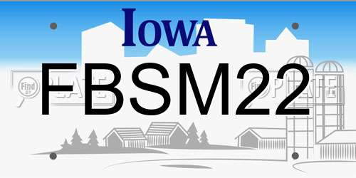 FBSM22 Iowa License Plate