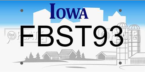 FBST93 Iowa License Plate