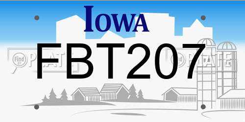 FBT207 Iowa License Plate