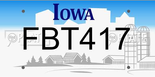 FBT417 Iowa License Plate