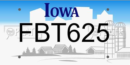 FBT625 Iowa License Plate