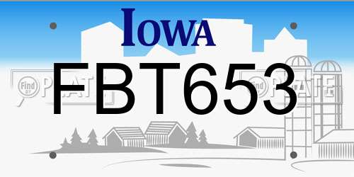 FBT653 Iowa License Plate