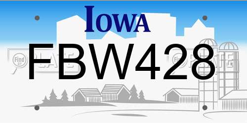 FBW428 Iowa License Plate