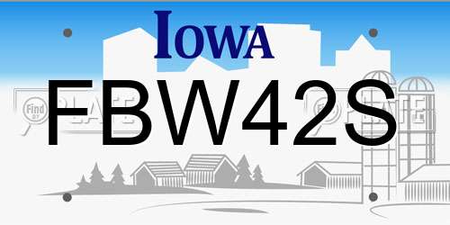FBW42S Iowa License Plate