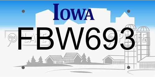 FBW693 Iowa License Plate