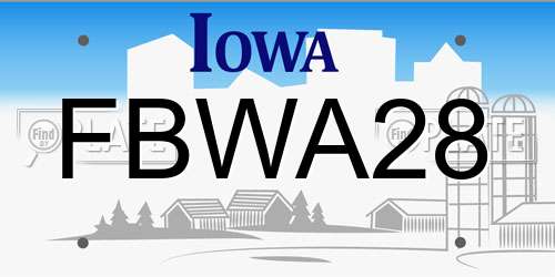 FBWA28 Iowa License Plate