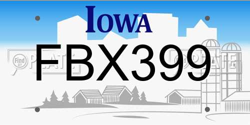 FBX399 Iowa License Plate