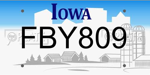 FBY809 Iowa License Plate