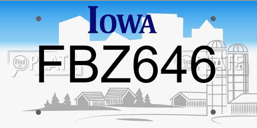 FBZ646 Iowa License Plate