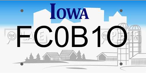 FC0B1O Iowa License Plate