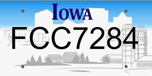 FCC7284 Iowa License Plate