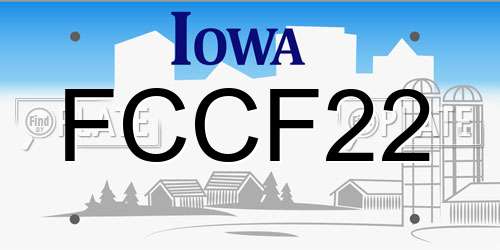 FCCF22 Iowa License Plate