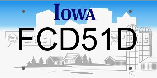 FCD51D Iowa License Plate