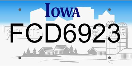 FCD6923 Iowa License Plate