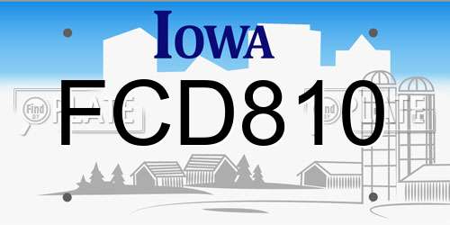 FCD810 Iowa License Plate