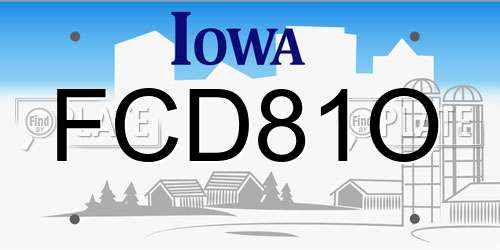 FCD81O Iowa License Plate