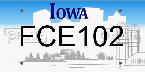 FCE102 Iowa License Plate